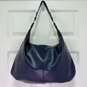 Noirvere Sleek Kaia Vegan Leather Navy Blue Hobo Bag